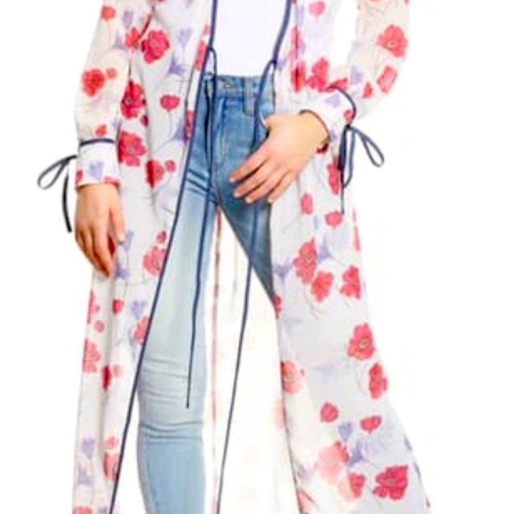 Endless Rose “Darling Poppy” sheer long duster